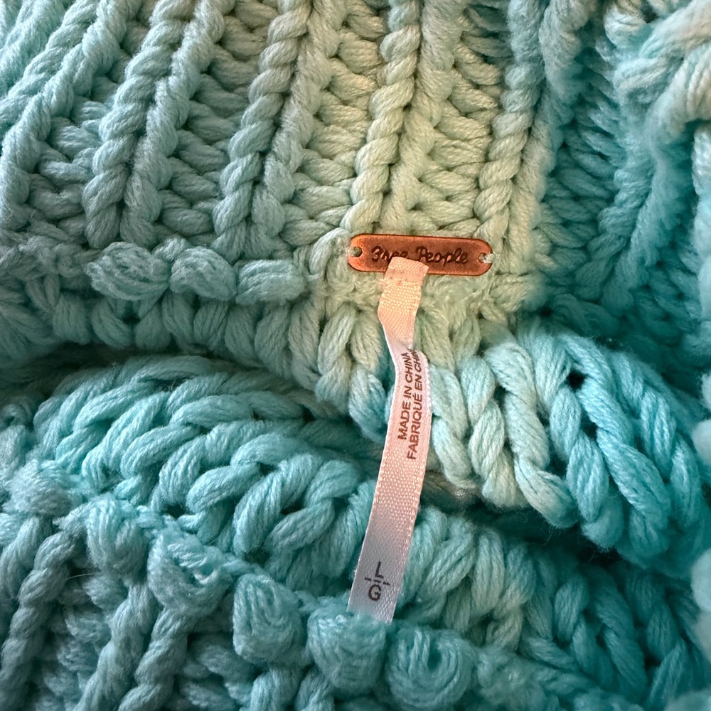 Free People Chunky Cowl Knit Sweater in Mint
